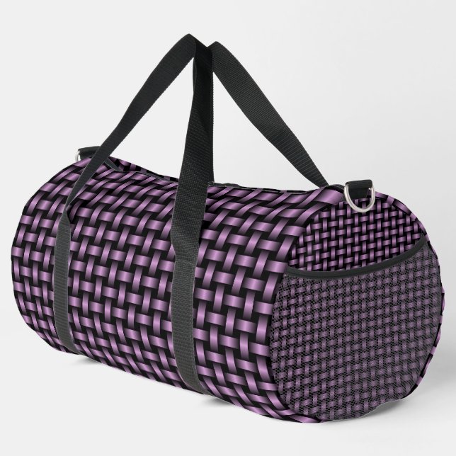 Lila Black Weave Muster Duffel Bag Duffle Bag (Rechte Ecke)
