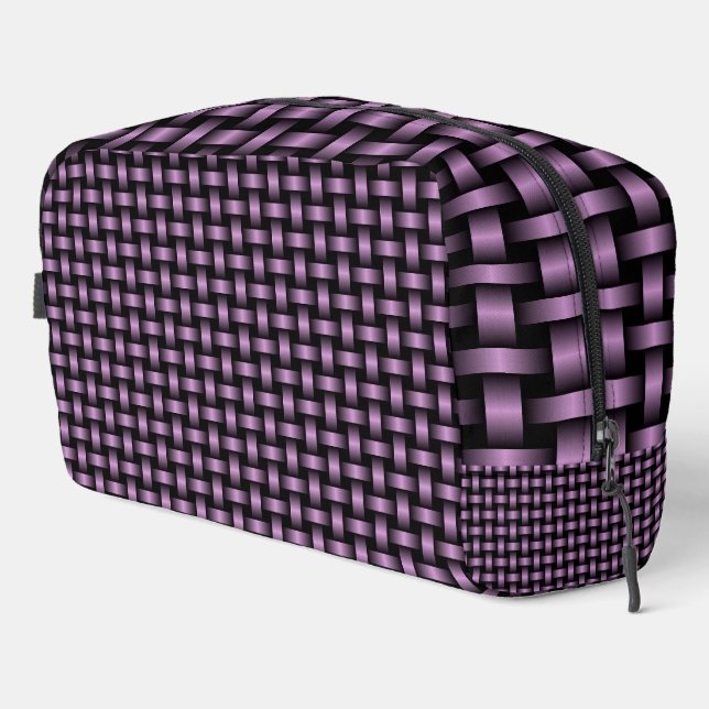 Lila Black Weave Muster Toilettenbeutel Waschbeutel (Rechte Ecke)