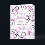 Lila Black Wirbel Daughter Geburtstag Karte<br><div class="desc">Geburtstagskarte für Tochter mit lila und schwarzen Wirbel und Blume und nachdenklichem Vers.</div>