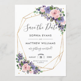 Lila Bläschen-Geometrie Save the Date Einladung