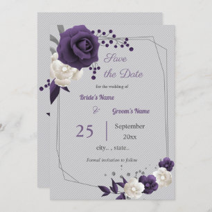 lila, bläserne geometrische, staubig Save the Date Einladung