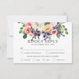 Lila, bläserne Hochzeitsmahlzeit RSVP Karte