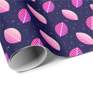 Lila Blätter auf dunkelblau Geschenkpapier