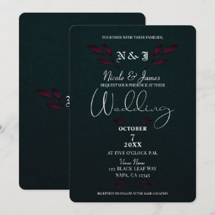 Lila Blätter Black Modern Glam Gothic Wedding Einladung