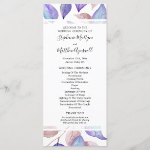Lila Blätter Foliage Hochzeit Programm