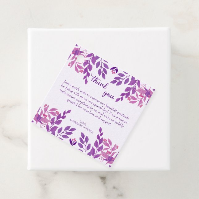 Lila Blätter Hochzeitthema Geschenkanhänger (Beispiel)