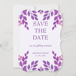 Lila Blätter Hochzeitthema Save The Date
