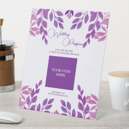 Lila Blätter Hochzeitthema Sockelschild