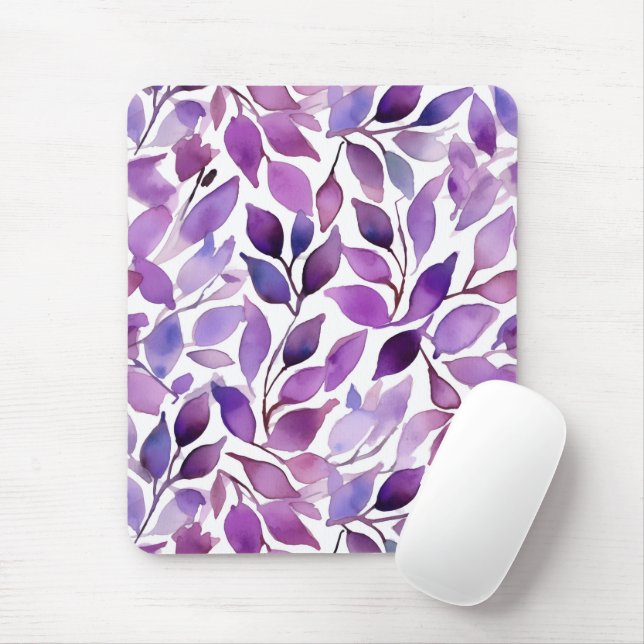 Lila Blätter Mousepad (Mit Mouse)