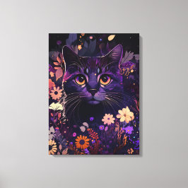 Lila Blätterkatze Canvas drucken für Katzen Liebha Leinwanddruck