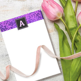 Lila Blattmuster Monogramm, modern fett Post-it Klebezettel
