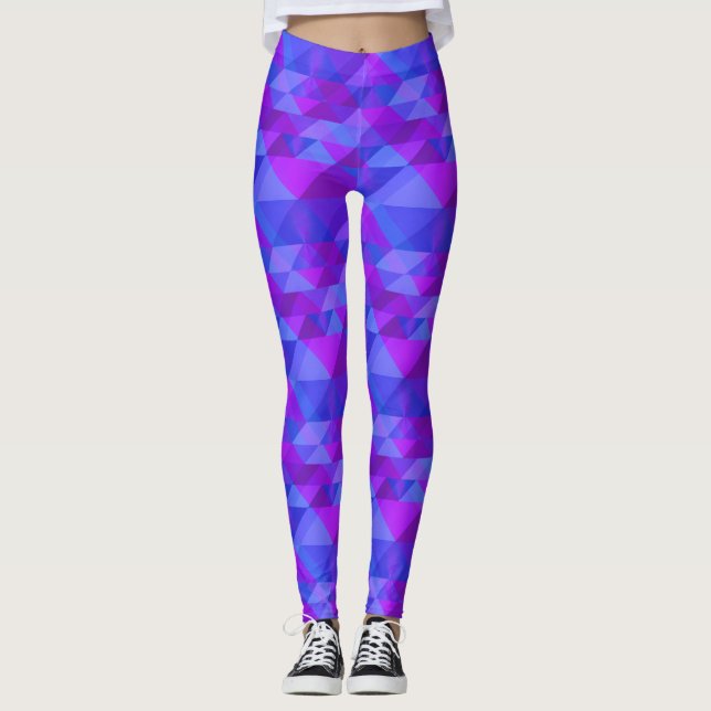 Lila Blau der dreieckigen geometrischen Gestaltung Leggings (Vorderseite)