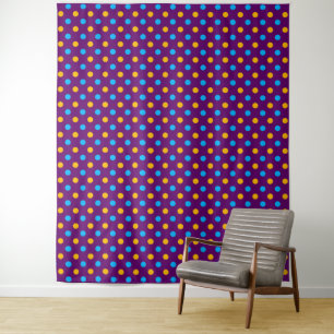 Lila Blau Gelb Polka-Punkte-Design Wandteppich