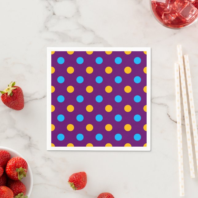 Lila Blau Gelb Punkte Design  Serviette (Beispiel)