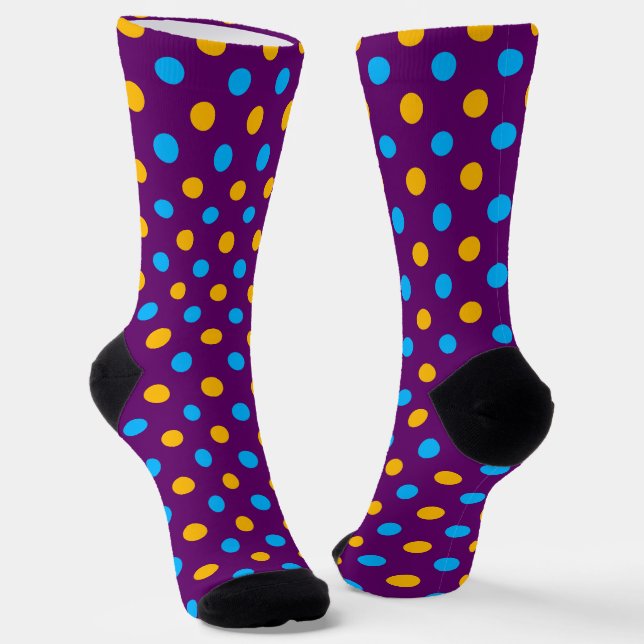 Lila Blau Gelb Punkte Design  Socken (Gewinkelt)