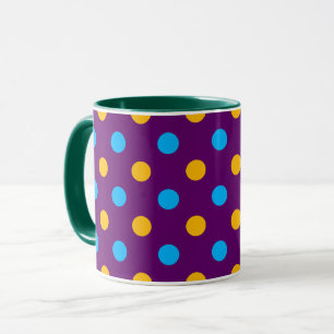 Lila Blau Gelb Punkte Design Tasse
