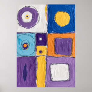Lila Blau Geometrischer Farbblock Abstract Poster