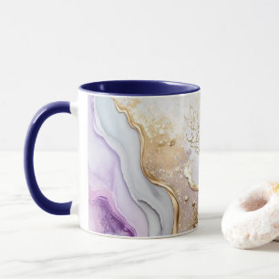 Lila Blau Gold Wasserfarbe Waschalkohol-Tinte Tasse