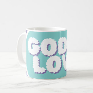 Lila & blau "Gott ist Liebe" Christliches Zitat Kaffeetasse
