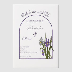 Lila & blau Iris Wasserfarbe Minimalistisch Hochze
