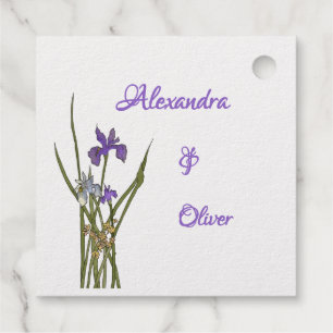Lila & blau Iris Wasserfarbenhochzeit Geschenkanhänger