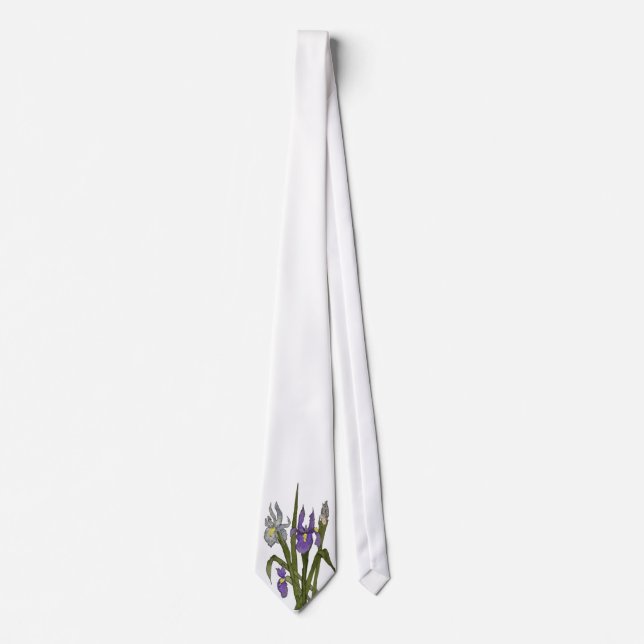 Lila & blau Iris Wasserfarbenhochzeit Krawatte (Vorderseite)