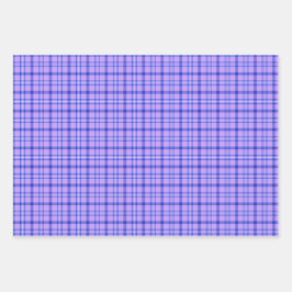 Lila Blau Kariertes Klassisches Muster Hell Geschenkpapier Set