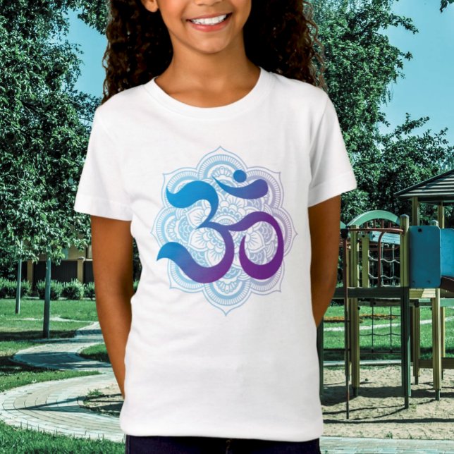 Lila & blau Om Symbol Mandala Blume Kinder T-Shirt (Von Creator hochgeladen)