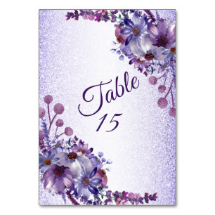 Lila Blau Rosa Blumen Glitter Hochzeitsfeier Tischnummer