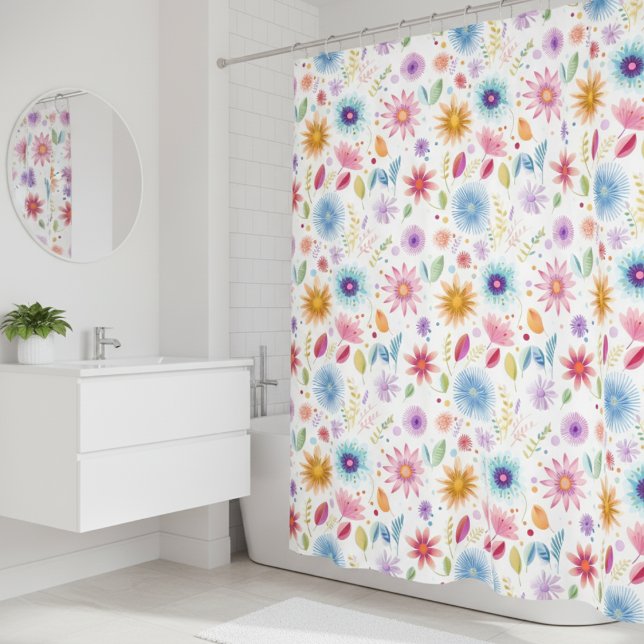 Lila Blau Rosa Boho Wildblume Duschvorhang (Von Creator hochgeladen)