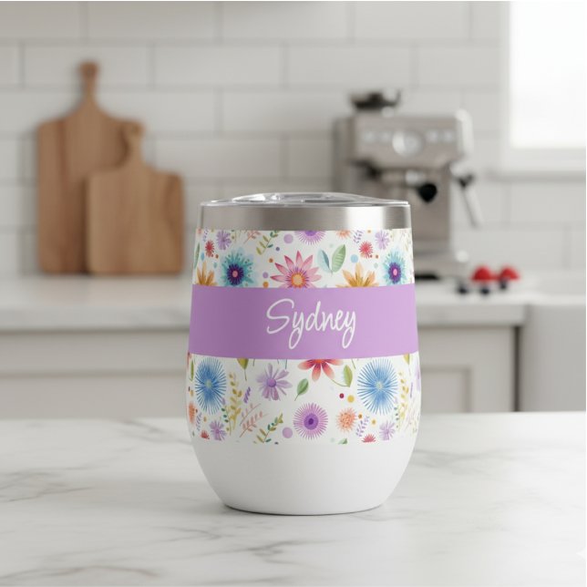 Lila Blau Rosa Boho Wildblume Personalisiert  (Von Creator hochgeladen)