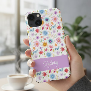 Lila Blau Rosa Boho Wildblume Personalisiert Case-Mate iPhone Hülle