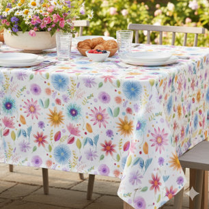 Lila Blau Rosa Boho Wildblume Tischdecke