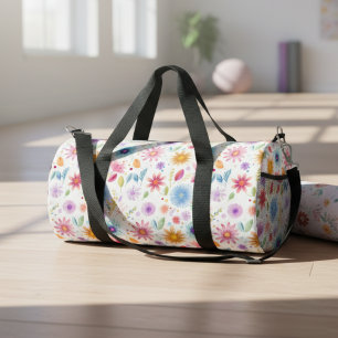 Lila Blau Rosa Boho Wildblumen Yogamatte Duffle Bag