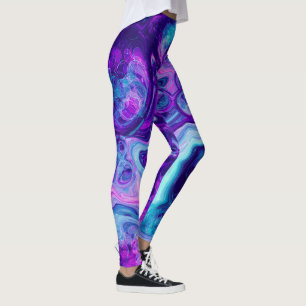 Lila, blau, rosa Bokeh Marmorflüssigkeit Kunst Leggings