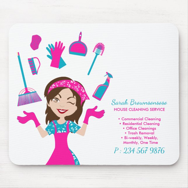 Lila Blau Rosa Cartoon-Haus Mousepad (Vorne)