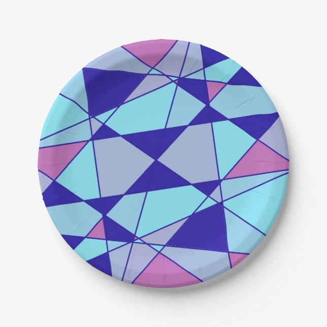 Lila blau rosa Dreieck abstrakt Pappteller (Vorderseite)