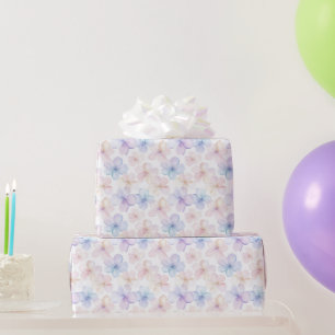 Lila Blau Rosa Mädchenhafte Blumen Geburtstag Geschenkpapier