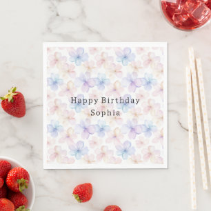 Lila Blau Rosa Mädchenhafte Blumen Geburtstag Serviette