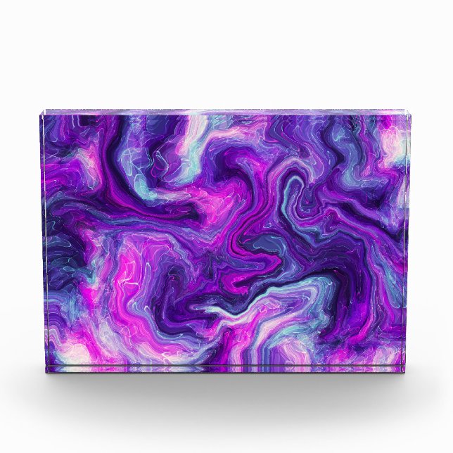 Lila, blau, rosa Marmorflüssigkeit Kunst Fotoblock (Vorderseite)