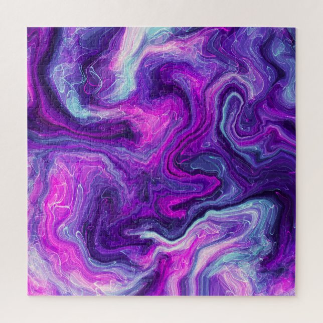 Lila, blau, rosa Marmorflüssigkeit Kunst Puzzle (Vertikal)