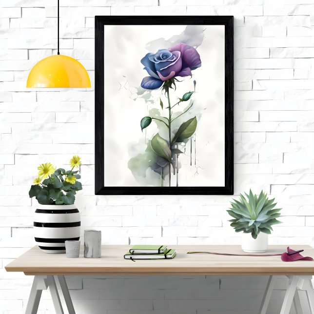 Lila & blau Rose Botanische Wasserfarben Kunst, Di Poster (Von Creator hochgeladen)