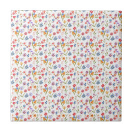 Lila Blau Rote Aquarell-Wildblume Fliese