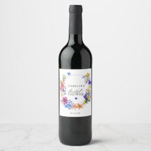Lila Blau Rote Wildblumen-Brautjungfernparty Weinetikett