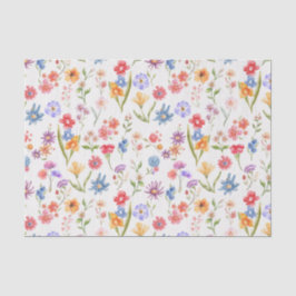 Lila Blau Rote Wildblumen-Wasserfarbe Seidenpapier