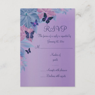 Lila & blau schimmernder Schmetterling Sweet 16 RS RSVP Karte