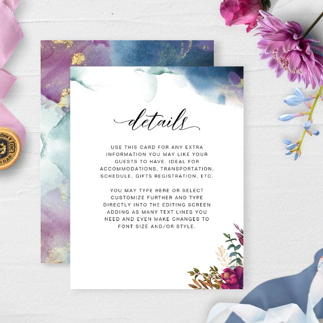 Lila, blau und Aquamarin, Mystic Garden Details Begleitkarte (Von Creator hochgeladen)