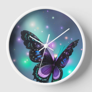 Lila Blau und Aquamariner Schmetterling Uhr