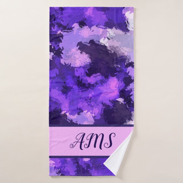 Lila Blau und Coole Abstrakte Formen Muster Badehandtuch (Badehandtuch)