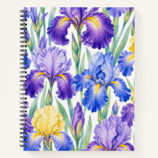 Lila Blau und Gelbe Schwertlilie Florales Notizbuc Notizbuch